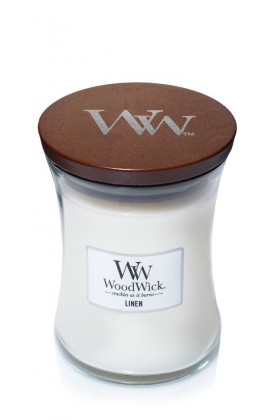 WoodWick Linen közepes illatgyertya